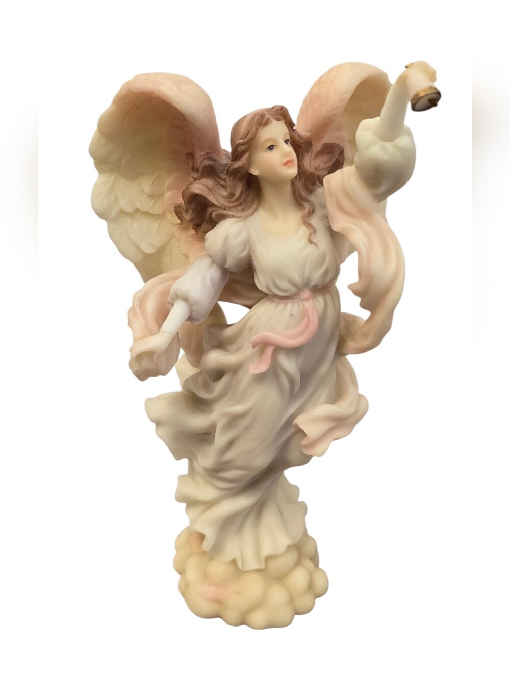 Roman Inc. Handcrafted Angel Sculpture in Cream and Pink - Home Art